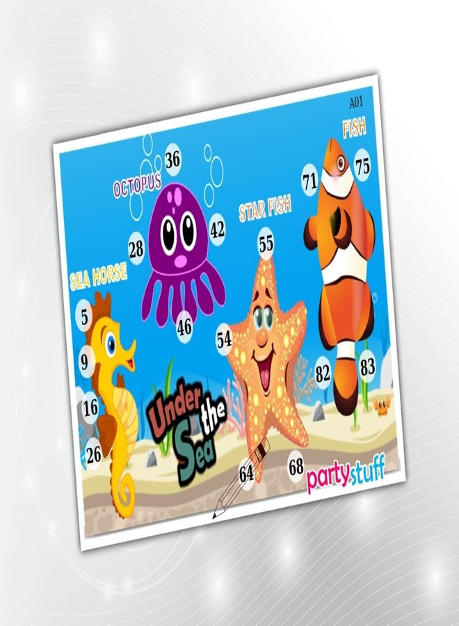 PartyStuff Marine Theme Tambola Housie Tickets - Under The Sea kukuba 1 - Designer Kukuba (24 Cards) - Image 1